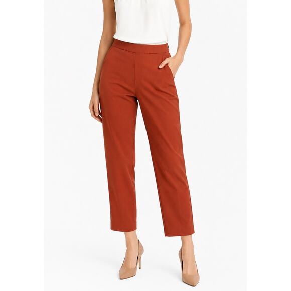 Giordano Pants - Giordano Ladies Rust Orange Cropped Straight Leg Trousers Size 25